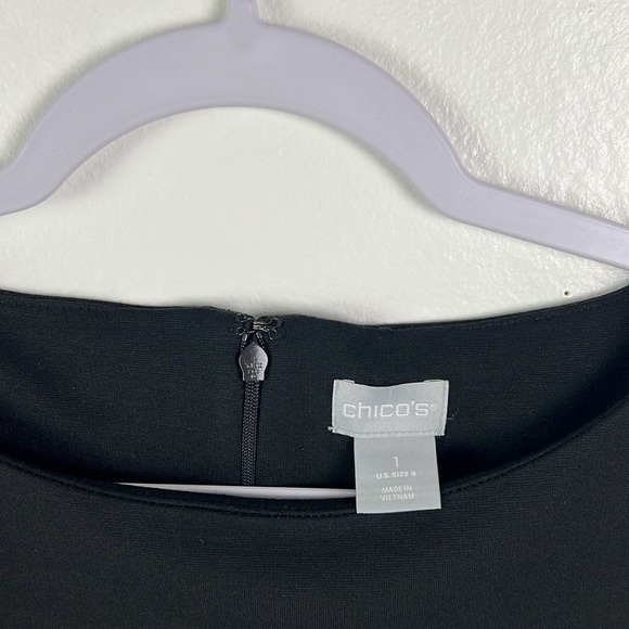 Chico’s‎ New Women’s US 8 Solid Black Mesh Long Sleeve Shift Dress - Picture 5 of 13